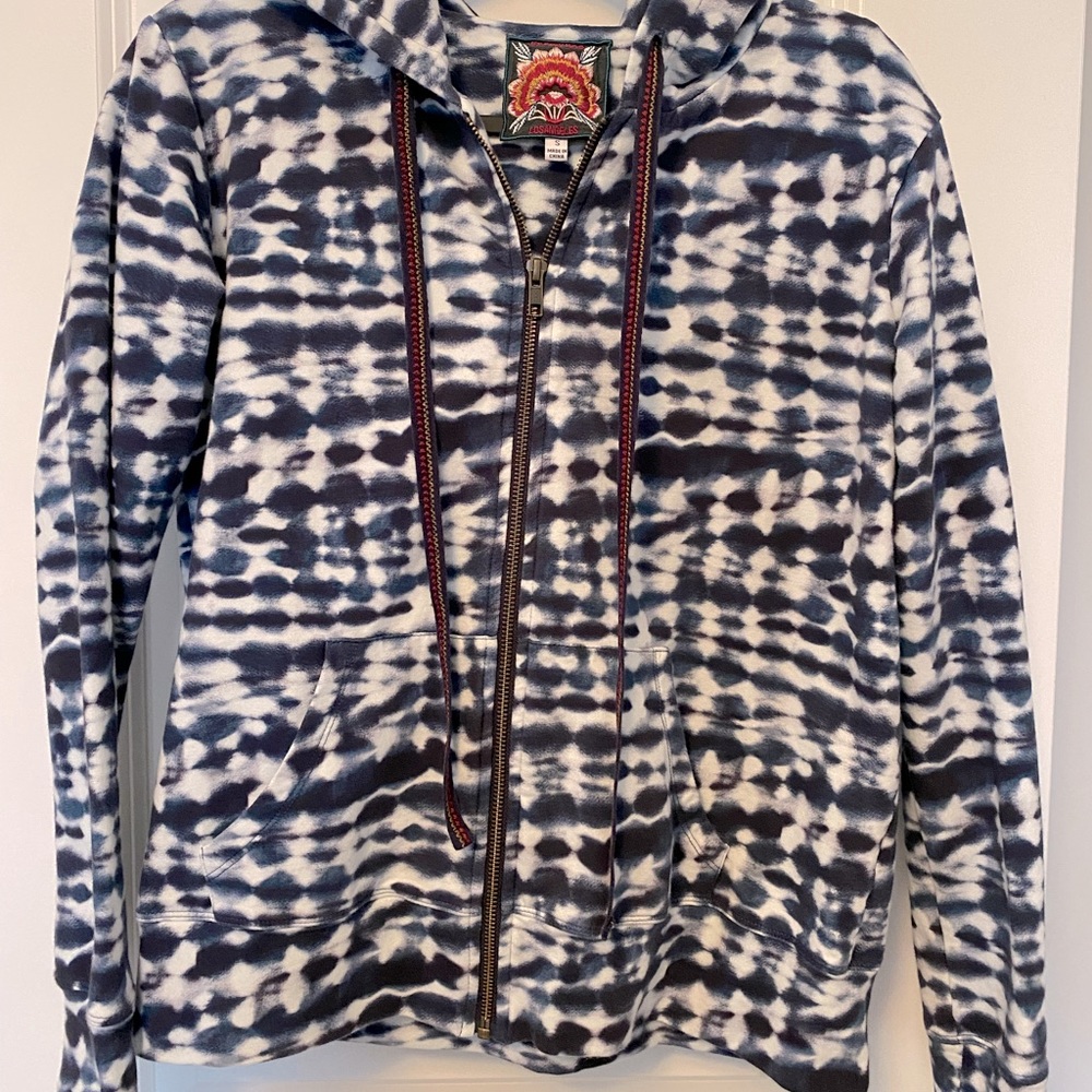 Johnny Was tie-dye zip up hoodie, size small